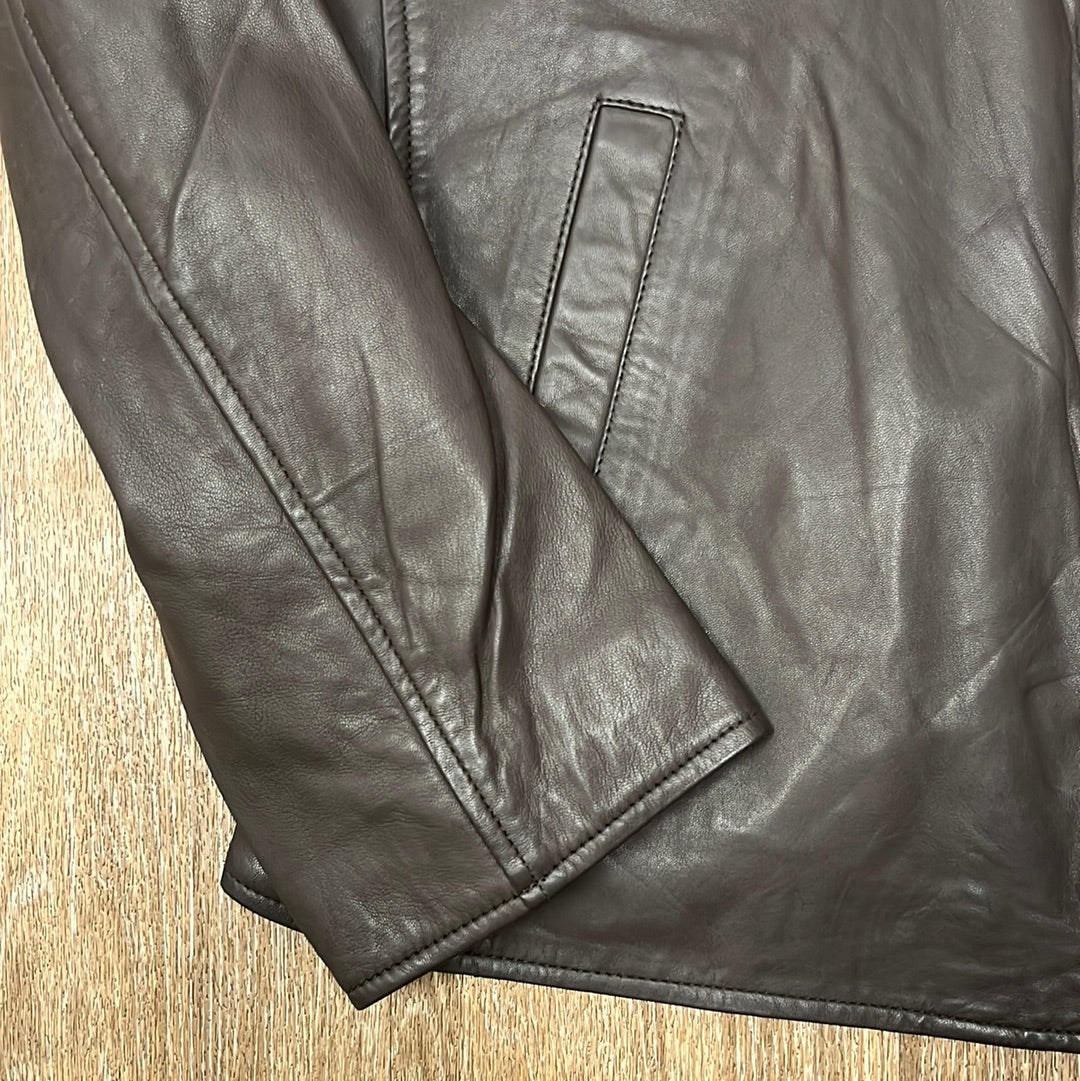 Classica Men's brown lambskin leather Snap Button men's leather jacket