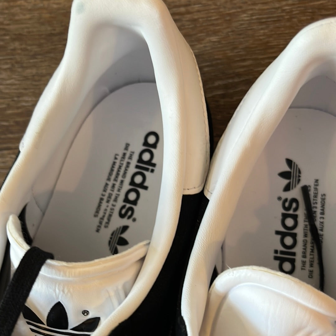 Adidas Originals Gazelle Foundation Core Black White Metallic Gold Sneakers, 12.5