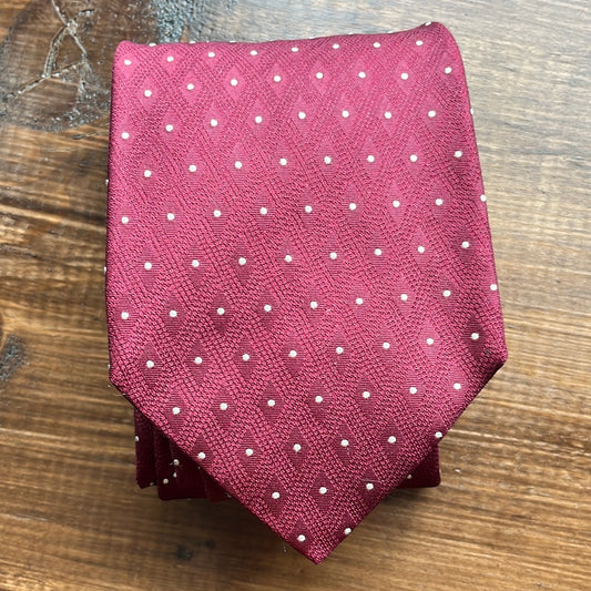 Giorgio Armani necktie men's burgundy polka dot all silk